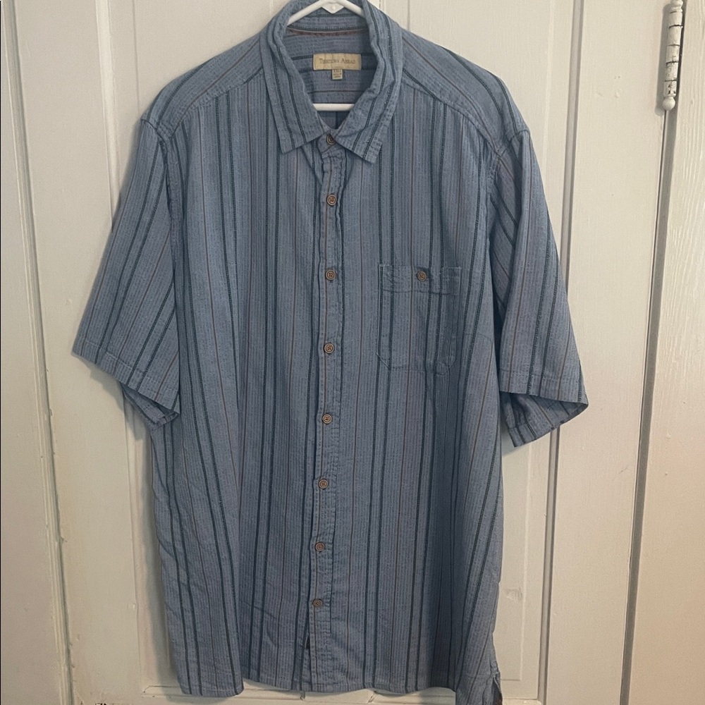 The Territory Ahead Blue and Gray Striped Shirt